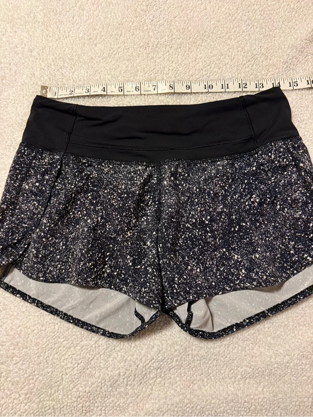 Lululemon Run Times Shorts Mini Splatter White Black 4